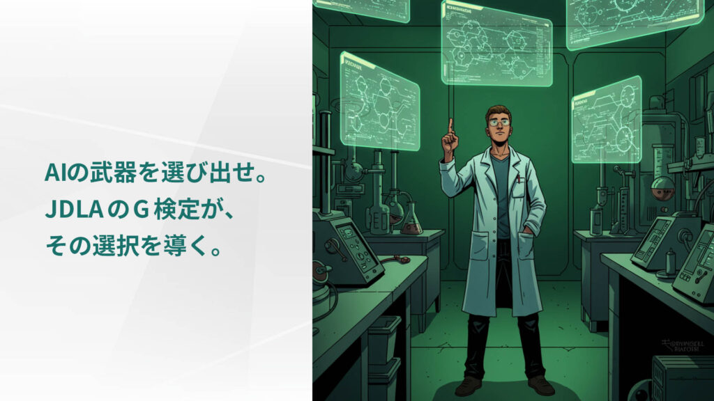 AIの武器を選び出せ。 JDLAのG検定が、 その選択を導く。